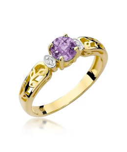 14k Gold Ring with Amethyst Diamond 0.50ct