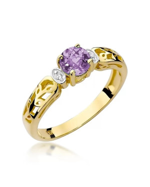 14k Gold Ring with Amethyst Diamond 0.50ct