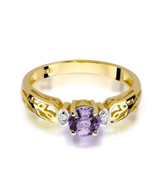 14k Gold Ring with Amethyst Diamond 0.50ct
