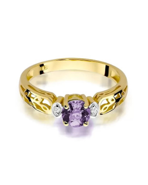 14k Gold Ring with Amethyst Diamond 0.50ct