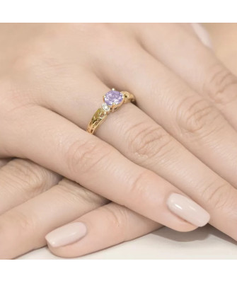 Złoty Pierścionek 14k z diamentem ametyst 0,50ct