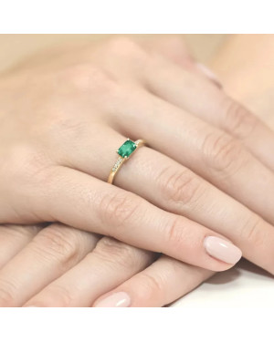Złoty Pierścionek 14k z diamentem szmaragd 0,40ct