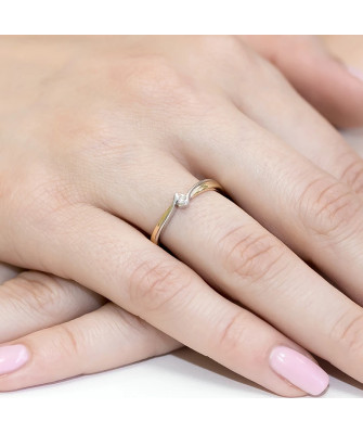 Złoty Pierścionek 14k z diamentem brylant 0,04ct