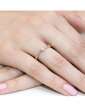 Złoty Pierścionek 14k z diamentem brylant 0,04ct