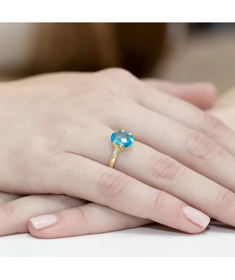Złoty Pierścionek 14k z diamentem topaz 2,40ct