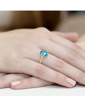 14k Gold Ring with 2.40ct Topaz Diamond