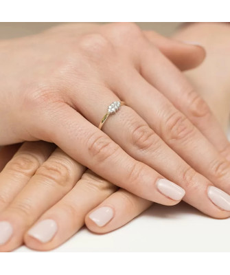 Złoty Pierścionek 14k z diamentem brylant 0,11ct