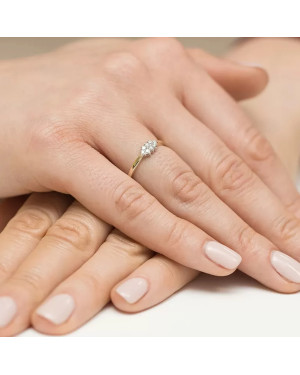 Złoty Pierścionek 14k z diamentem brylant 0,11ct