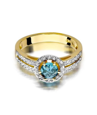 Złoty Pierścionek 14k z diamentem topaz 0,50ct