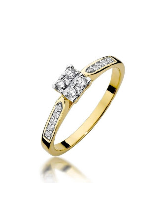 Złoty Pierścionek 14k z diamentem brylant 0,16ct