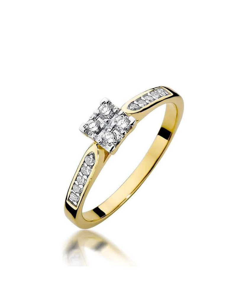 Złoty Pierścionek 14k z diamentem brylant 0,16ct