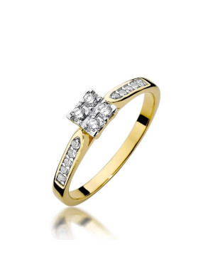 Złoty Pierścionek 14k z diamentem brylant 0,16ct