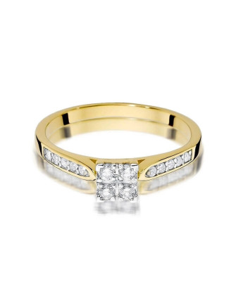 Złoty Pierścionek 14k z diamentem brylant 0,16ct