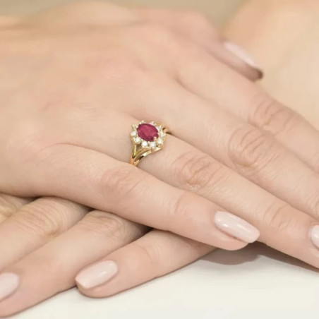 Gold ring with diamond EY-37 ruby ​​| GoldJewellery