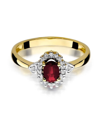 Złoty Pierścionek 14k z diamentem rubin 0,60ct
