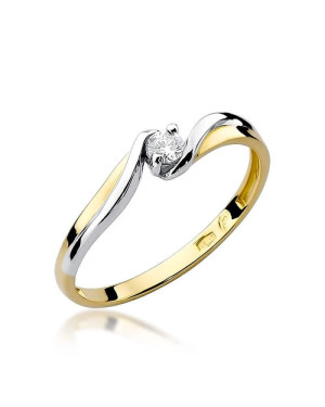 Złoty Pierścionek 14k z diamentem brylant 0,10ct