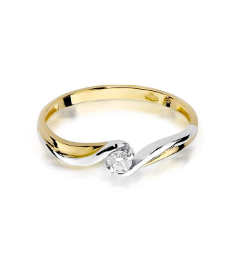 Złoty Pierścionek 14k z diamentem brylant 0,10ct