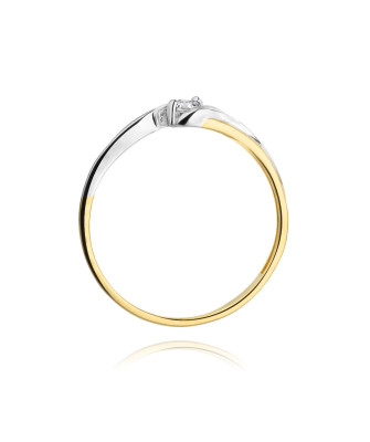 Złoty Pierścionek 14k z diamentem brylant 0,10ct