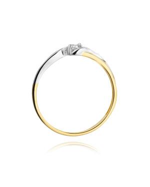 Złoty Pierścionek 14k z diamentem brylant 0,10ct