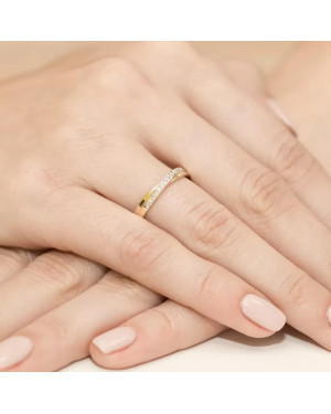 Złoty Pierścionek 14k z diamentem brylant 0,07ct