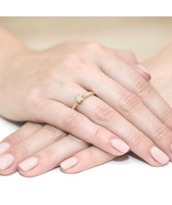 Złoty Pierścionek 14k z diamentem brylant 0,11ct