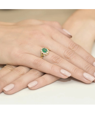 Złoty Pierścionek 14k z diamentem szmaragd 0,80ct