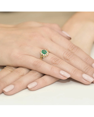 Złoty Pierścionek 14k z diamentem szmaragd 0,80ct