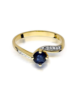 Złoty Pierścionek 14k z diamentem szafir 0,50ct