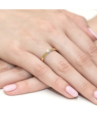 Złoty Pierścionek 14k z diamentem brylant 0,25ct