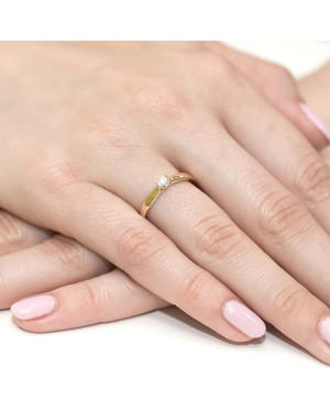 Złoty Pierścionek 14k z diamentem brylant 0,25ct