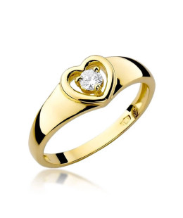 14k Gold Ring with Brilliant Diamond 0.10ct