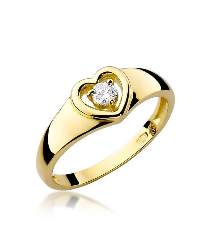 14k Gold Ring with Brilliant Diamond 0.10ct