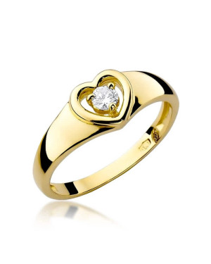 14k Gold Ring with Brilliant Diamond 0.10ct