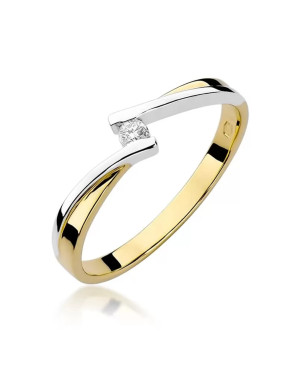 Złoty Pierścionek 14k z diamentem brylant 0,04ct