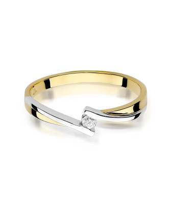 Złoty Pierścionek 14k z diamentem brylant 0,04ct