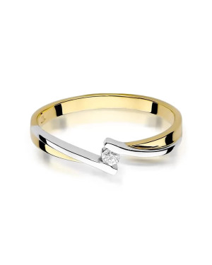 Złoty Pierścionek 14k z diamentem brylant 0,04ct
