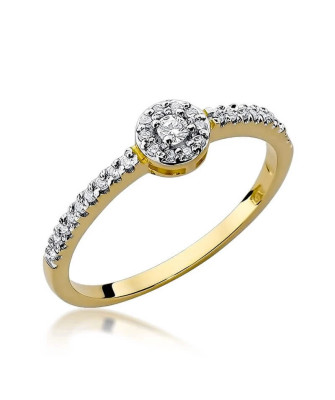 Złoty Pierścionek 14k z diamentem brylant 0,19ct