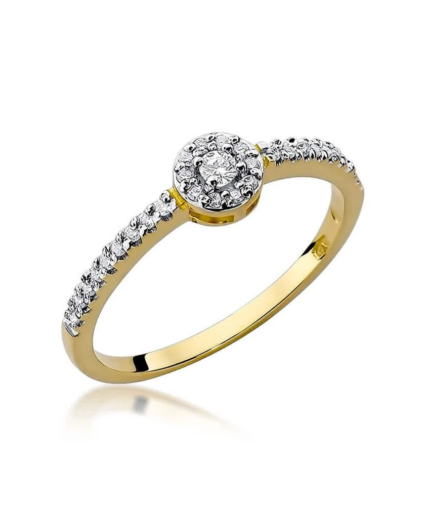 Złoty Pierścionek 14k z diamentem brylant 0,19ct