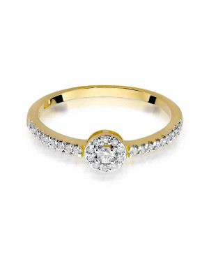 Złoty Pierścionek 14k z diamentem brylant 0,19ct