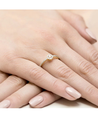 Złoty Pierścionek 14k z diamentem brylant 0,19ct