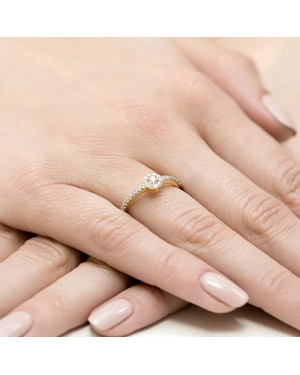 Złoty Pierścionek 14k z diamentem brylant 0,19ct