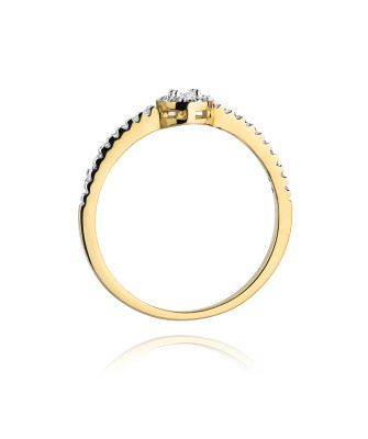 Złoty Pierścionek 14k z diamentem brylant 0,19ct
