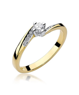 Złoty Pierścionek 14k z diamentem brylant 0,19ct