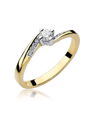 Złoty Pierścionek 14k z diamentem brylant 0,19ct