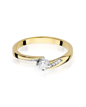 Złoty Pierścionek 14k z diamentem brylant 0,19ct