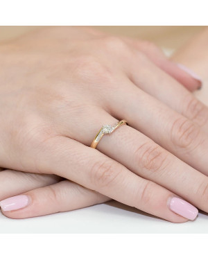 Złoty Pierścionek 14k z diamentem brylant 0,19ct