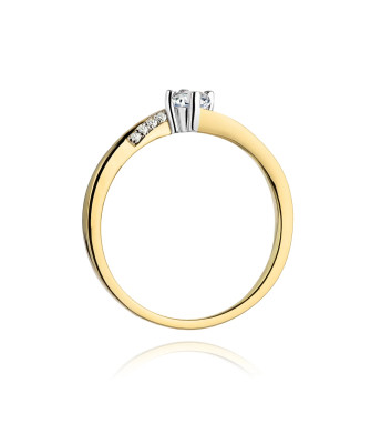 Złoty Pierścionek 14k z diamentem brylant 0,19ct