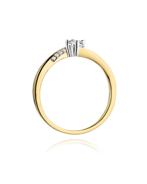 Złoty Pierścionek 14k z diamentem brylant 0,19ct