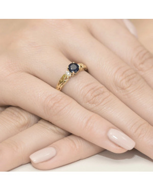 Złoty Pierścionek 14k z diamentem szafir 0,50ct
