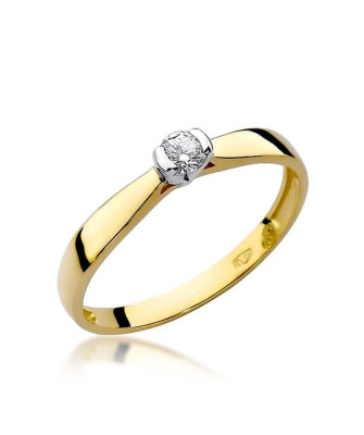 Złoty Pierścionek 14k z diamentem brylant 0,08ct